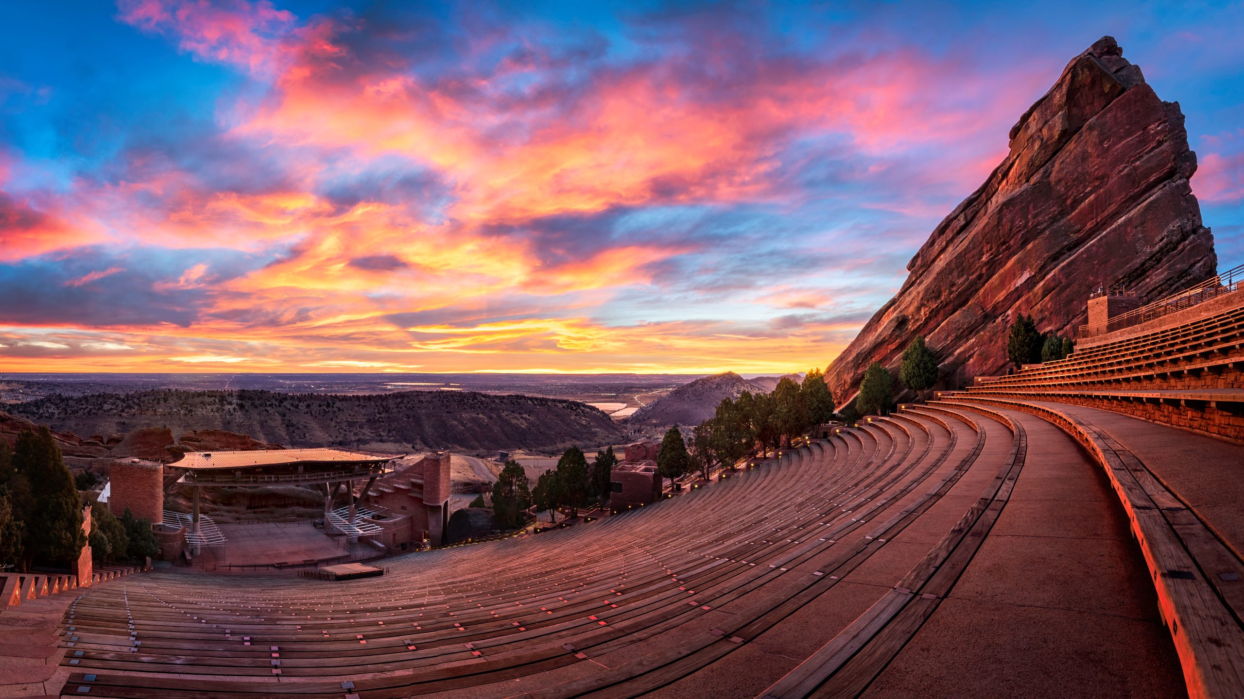 Red Rocks amphitheater's steps at sunrise