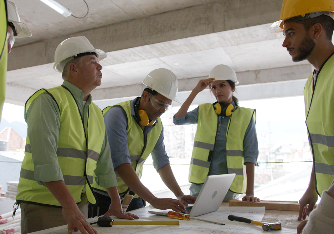 Stock photograph of a group of engineers