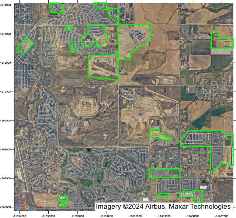 Satellite imagery shows the development and growth in the Denver Metro area.