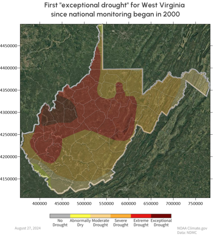 This satellite imagery fails to clearly communicate the magnitude of the WV drought.