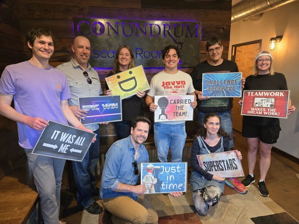 The product team enjoyed an escape room as their team bonding activity at the All Hands Meeting.