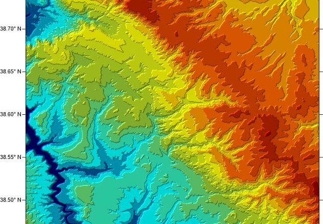 This color relief map is a great example of a 2D map.